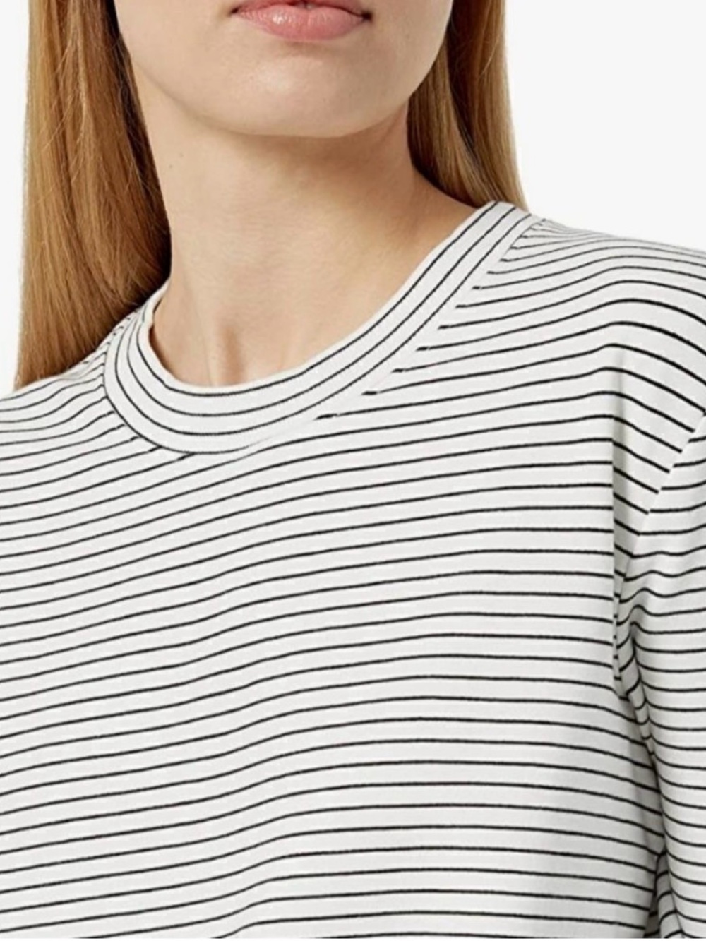 DAILY RITUAL Striped Long-Sleeve Crewneck Pullover - White/Black Medium - Picture 2 of 8